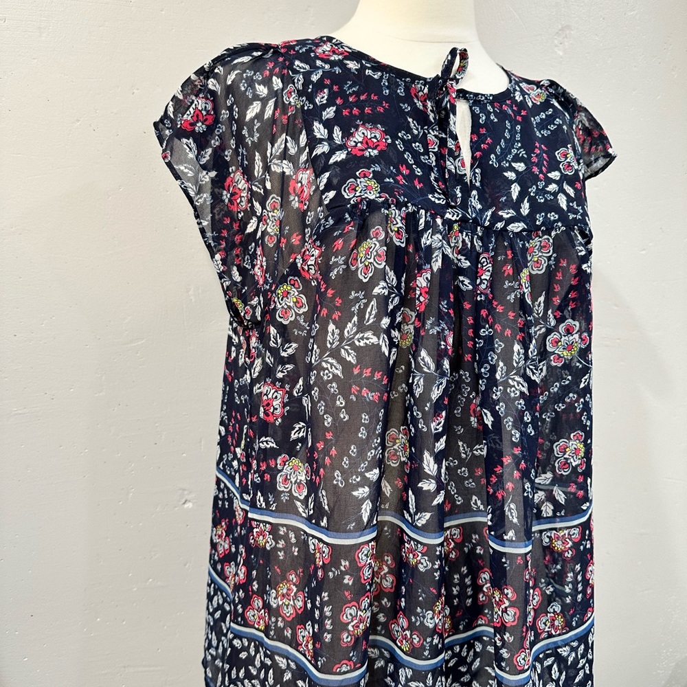 New Gap - Mixed Pattern Flutter Sleeve Tie Front … - image 4